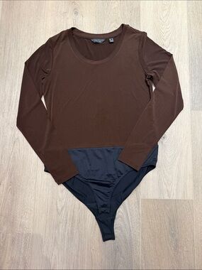 Susan Graver Dark Brown Long Sleeve Bodysuit